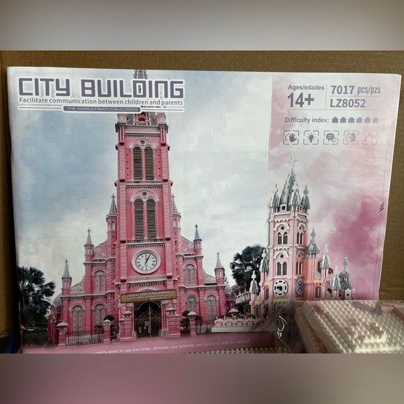 Pink Church Building Block Set Cathedral Replica Mini Nano Bricks Architecture - Picture 6 of 12